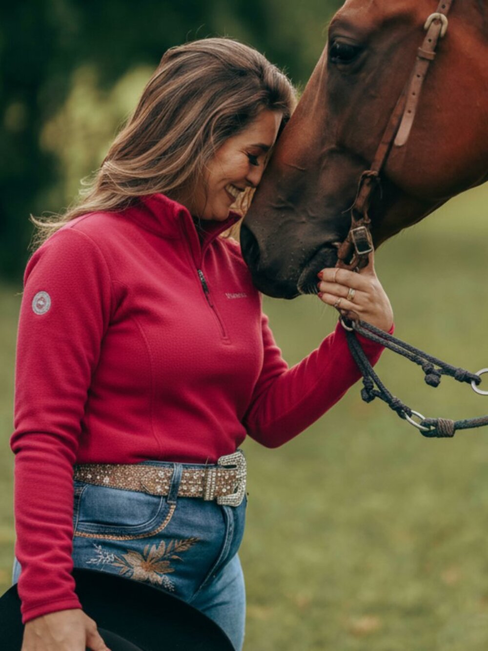 Pikeur Women’s Deep Red Quarter-Zip Pullover Sweater Scuba Knit M